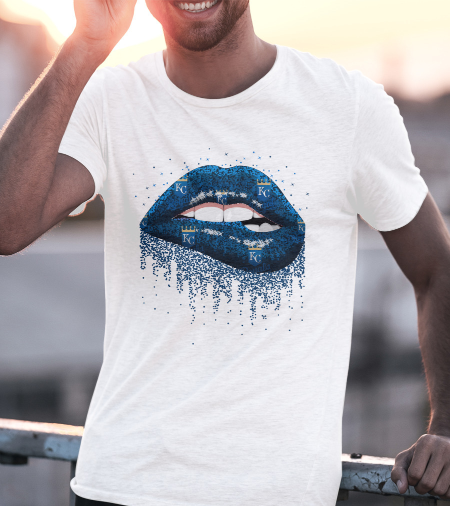 Kansas City Royals Glitter Blue Lips With KC T-Shirt