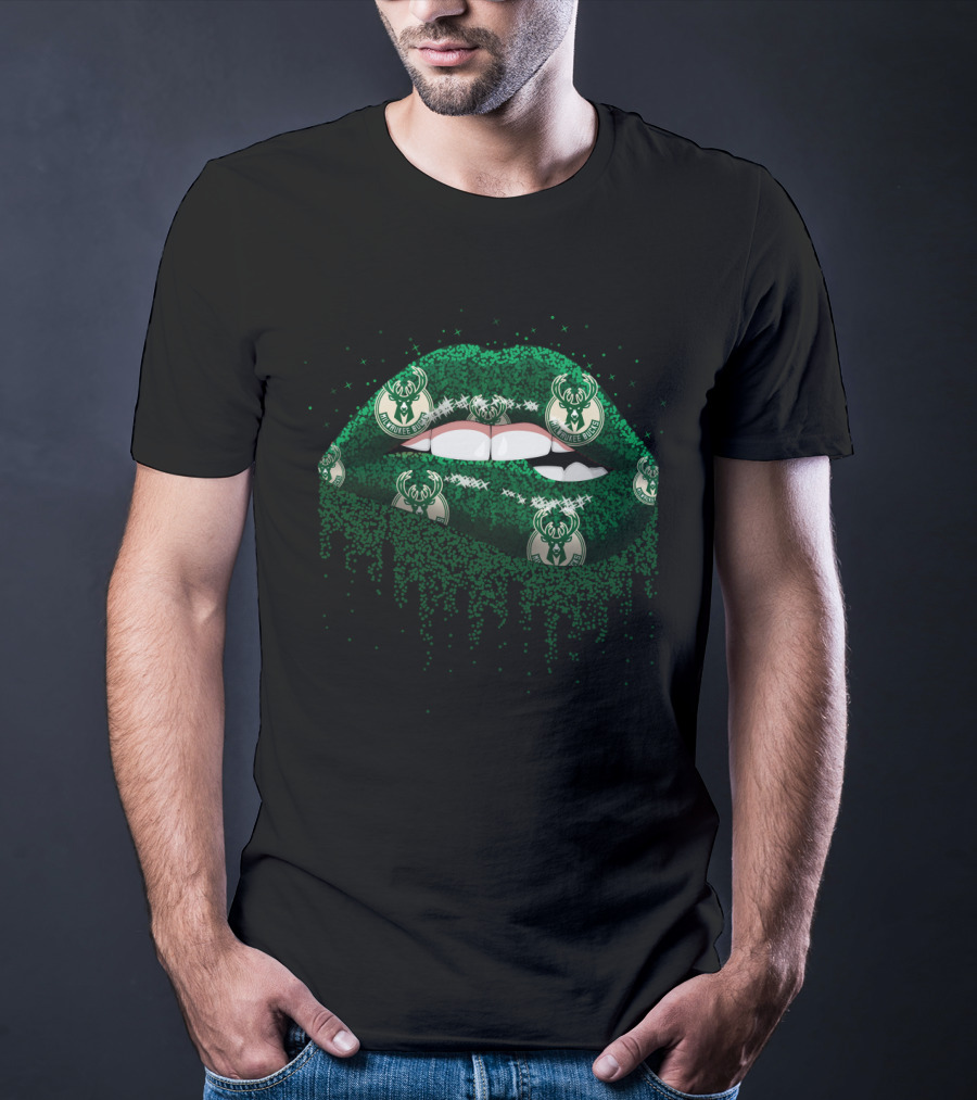 Milwaukee Bucks Lips Logo Pattern For Fans T-Shirt