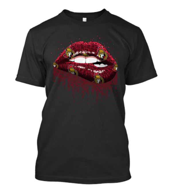 Glitter Lips With Ottawa Senators Logo Pattern For Dedicated Fans T-Shirt