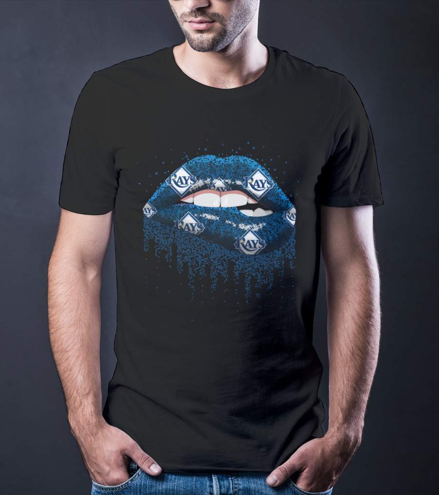 Rays Glitter Lips Design With Tampa Bay Baseball T-Shirt