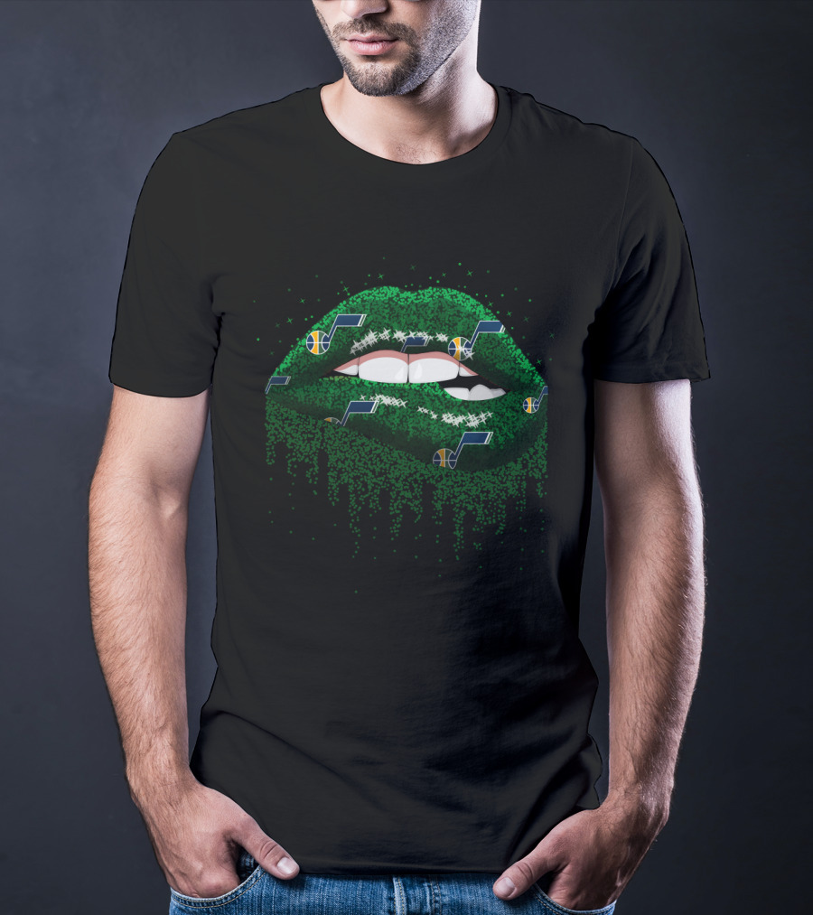 Glitter Lips With Utah Jazz Logos For Fans T-Shirt