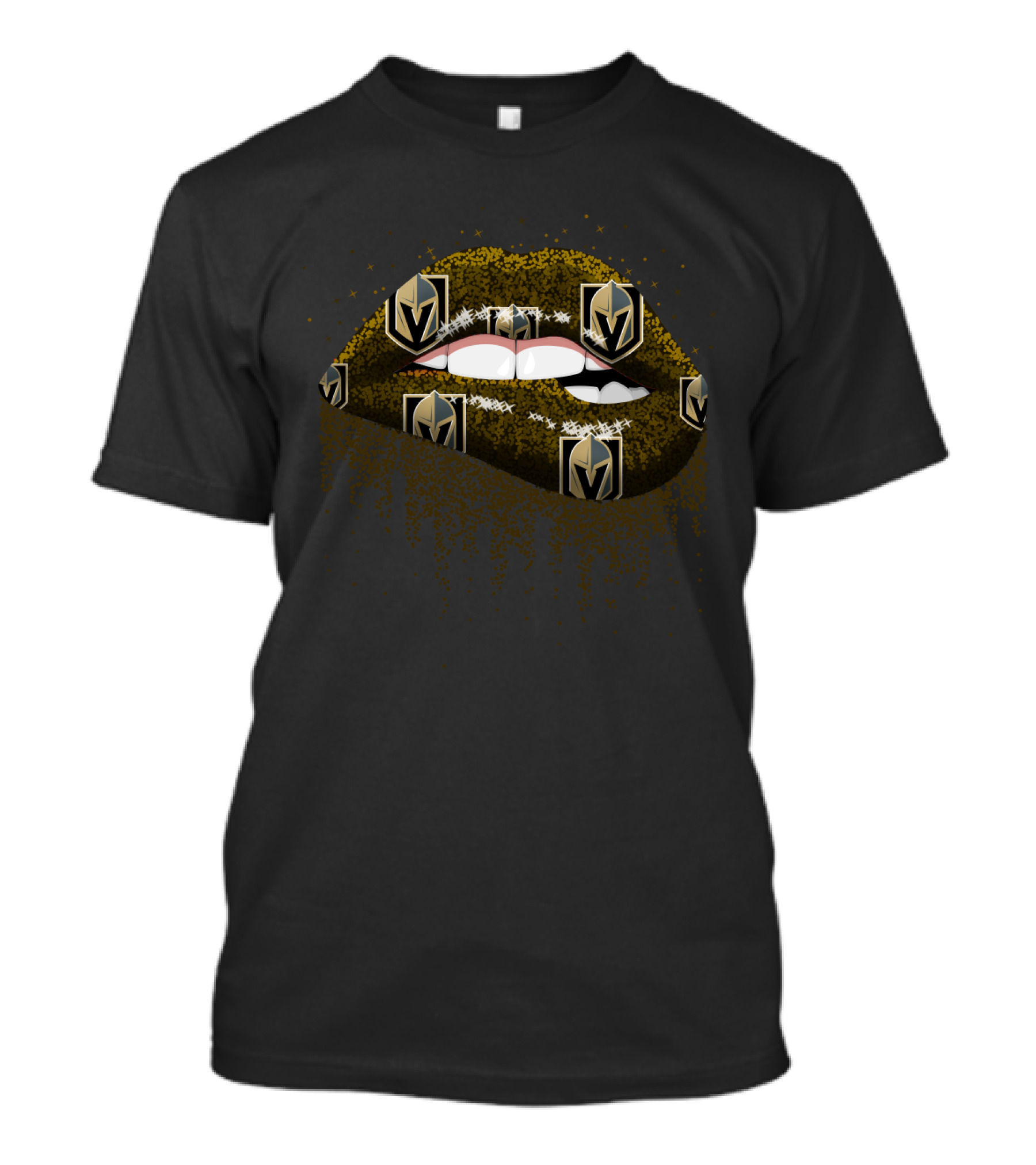 Vegas Golden Knights Glitter Lips T-Shirt