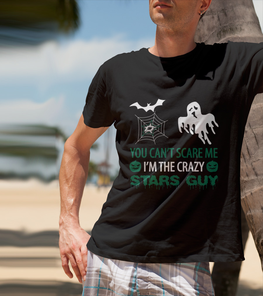Dallas Stars Halloween Ghost Bat Spider Web Crazy Stars Guy T-Shirt