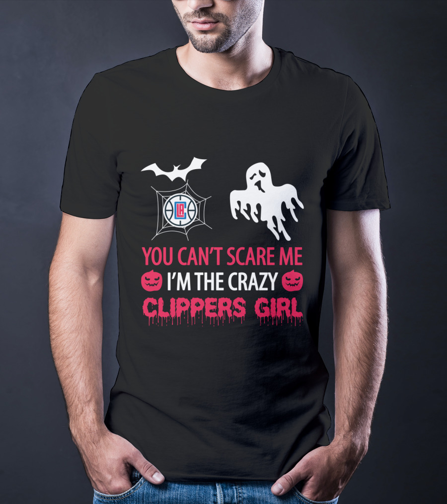 You Can't Scare Me I'm The Crazy Clippers Girl Halloween Ghost Bat Series T-Shirt
