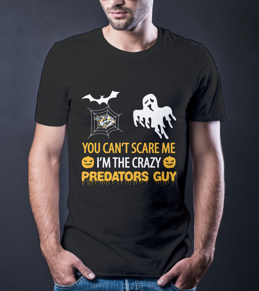 You Can't Scare Me I'm The Crazy Nashville Predators Guy Halloween Ghost Pumpkin T-Shirt
