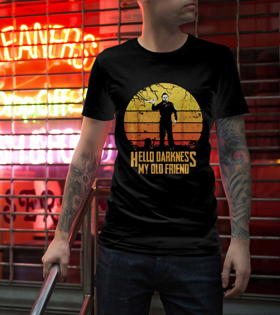 Hello Darkness My Old Friend Michael Myers Retro Sunset T-Shirt