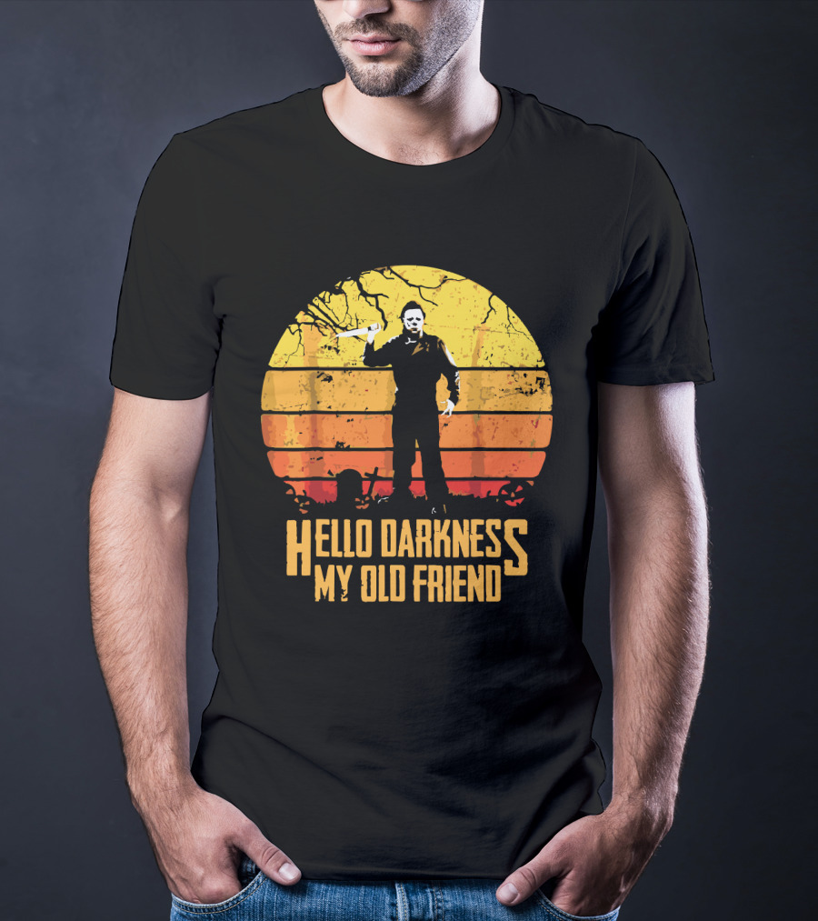 Hello Darkness My Old Friend Michael Myers Retro Sunset T-Shirt