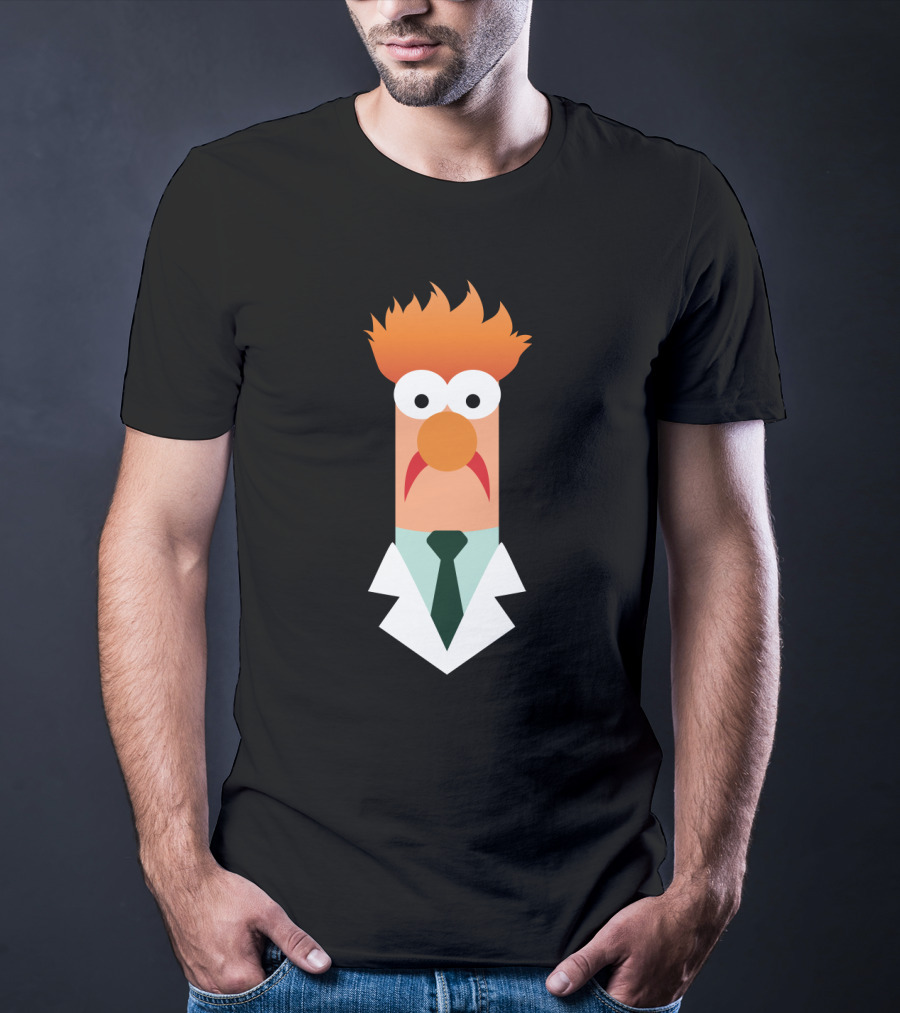 Beaker Character Muppets Scientist Iconic Lab Coat And Tie T-Shirt