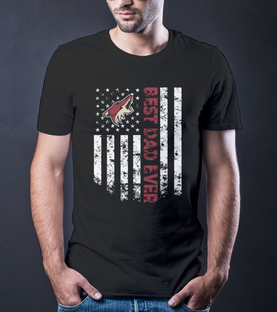 Best Arizona Coyotes Dad Ever American Flag T-Shirt