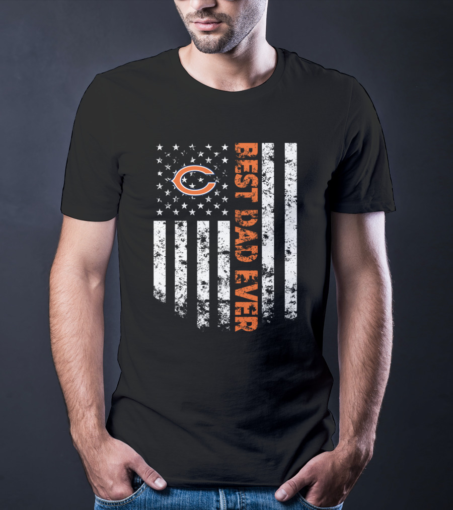 Best Dad Ever Chicago Bears American Flag T-Shirt