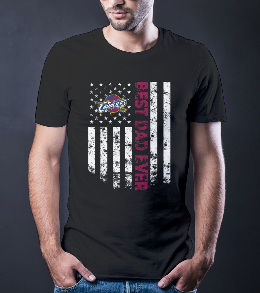 Cleveland Cavaliers Best Dad Ever American Flag Stars Stripes T-Shirt