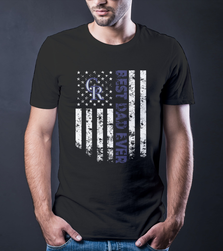 Colorado Rockies Best Dad Ever Flag T-Shirt