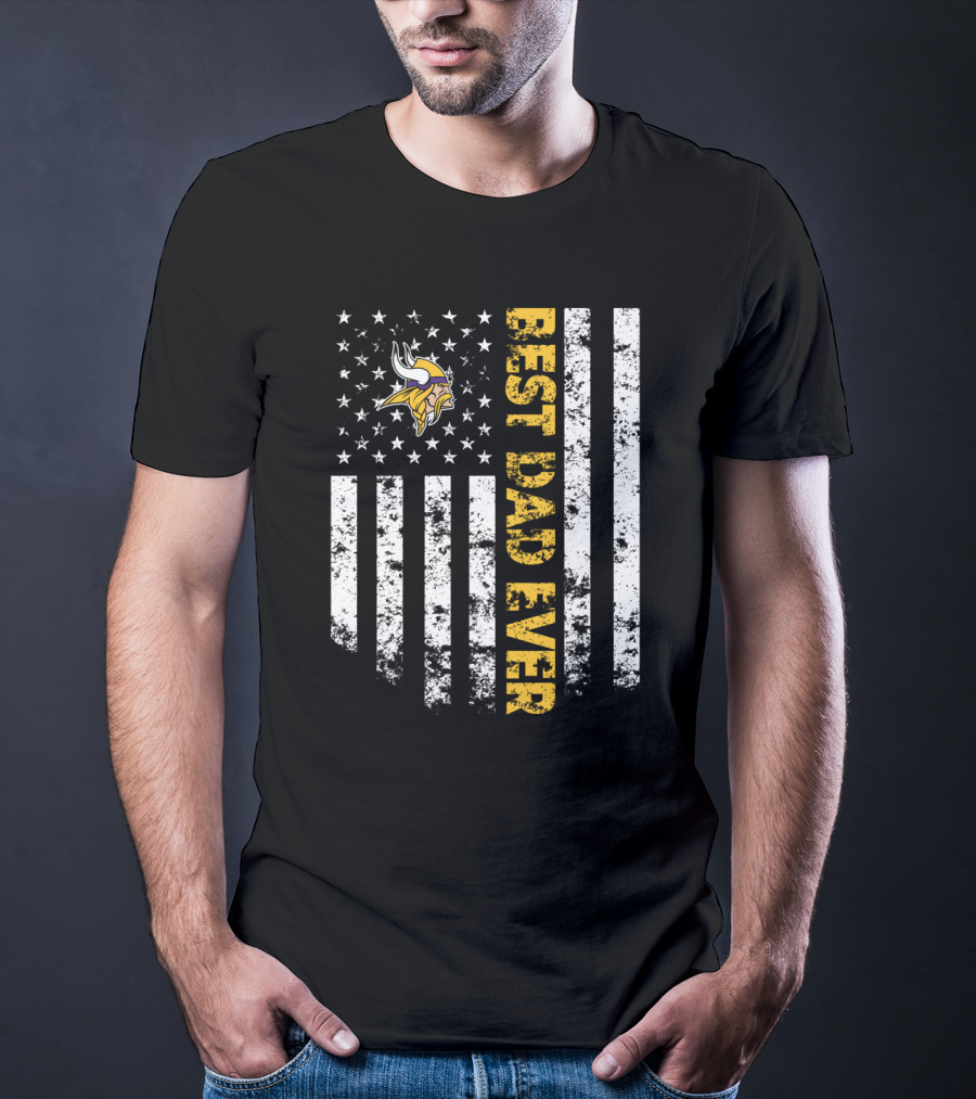 Best Minnesota Vikings Dad Ever Usa Flag T-Shirt