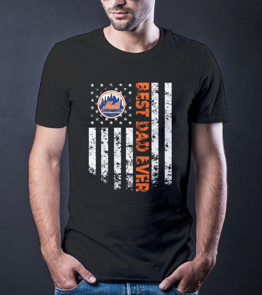 New York Mets Best Dad Ever American Flag T-Shirt