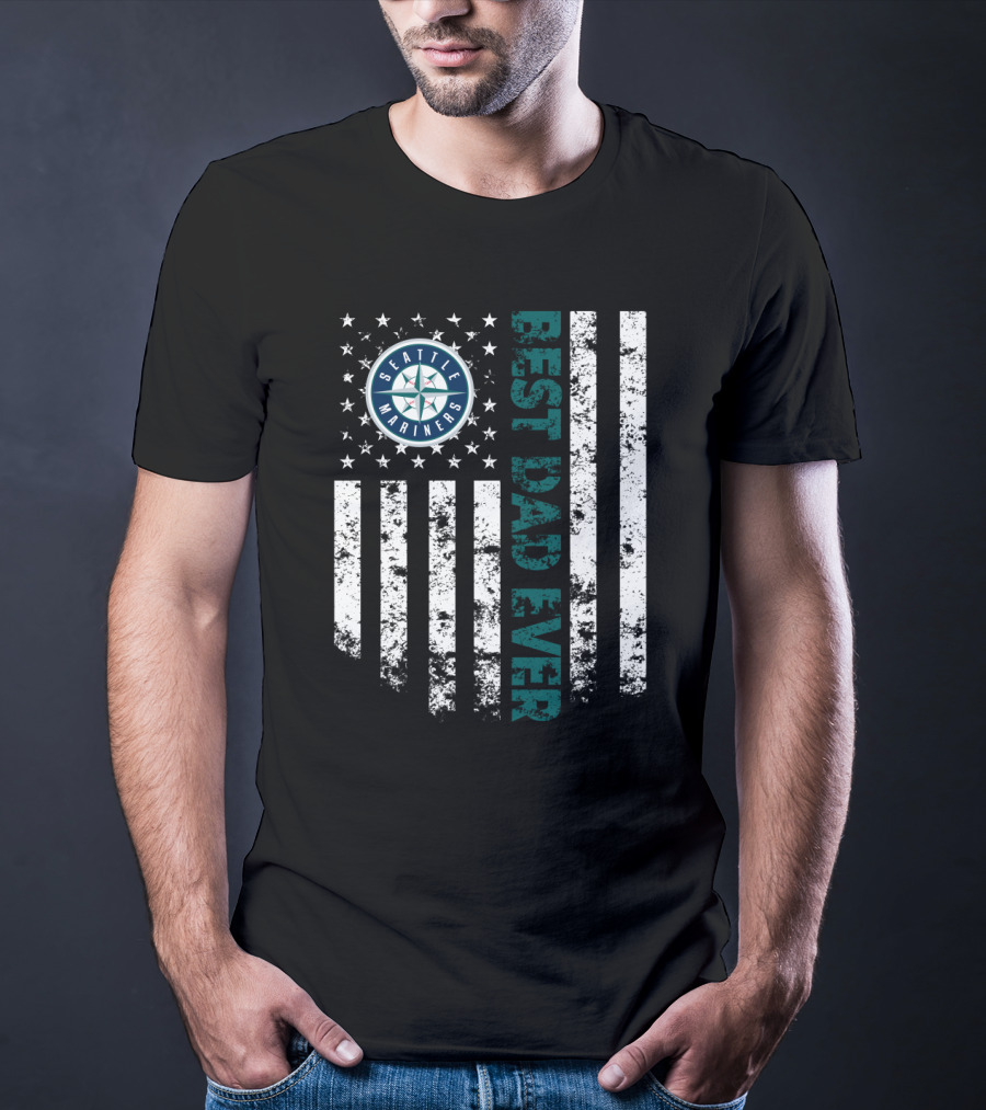 Seattle Mariners Best Dad Ever Distressed Flag T-Shirt