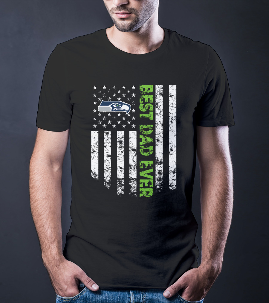 Best Seattle Seahawks Dad Ever Flag T-Shirt