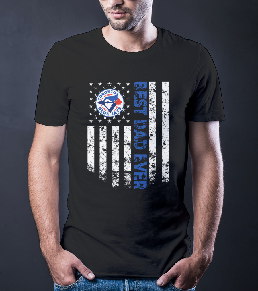 Best Dad Ever Toronto Blue Jays Logo Stripes T-Shirt