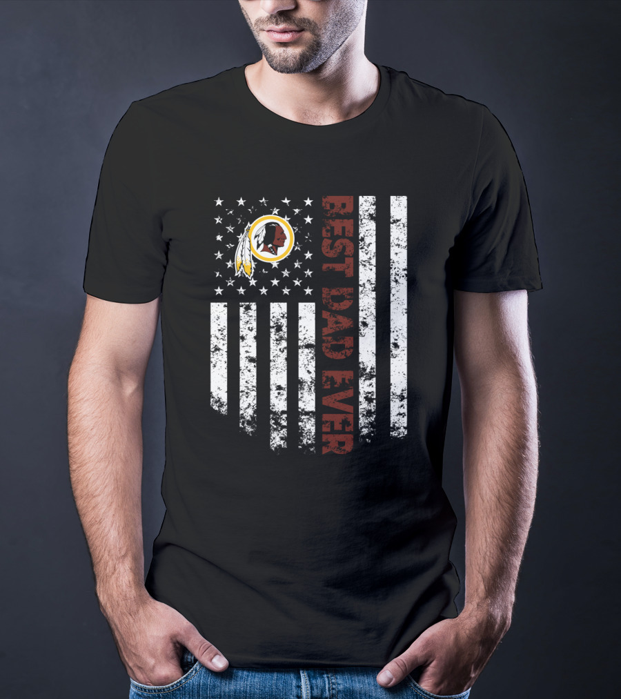 Best Dad Ever Washington Redskins American Flag T-Shirt
