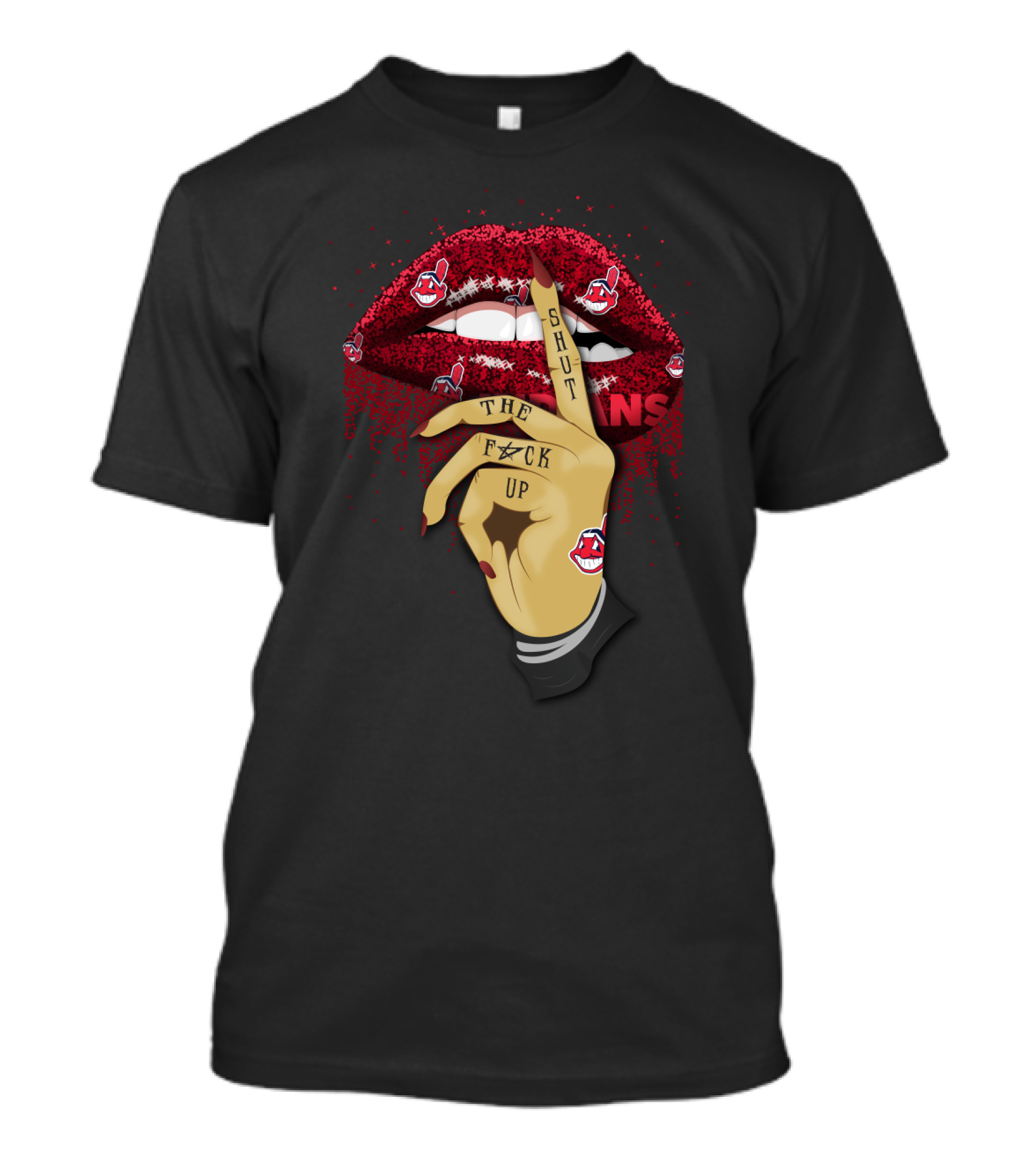 Cleveland Indians Lips Shut Up Baseball T-Shirt