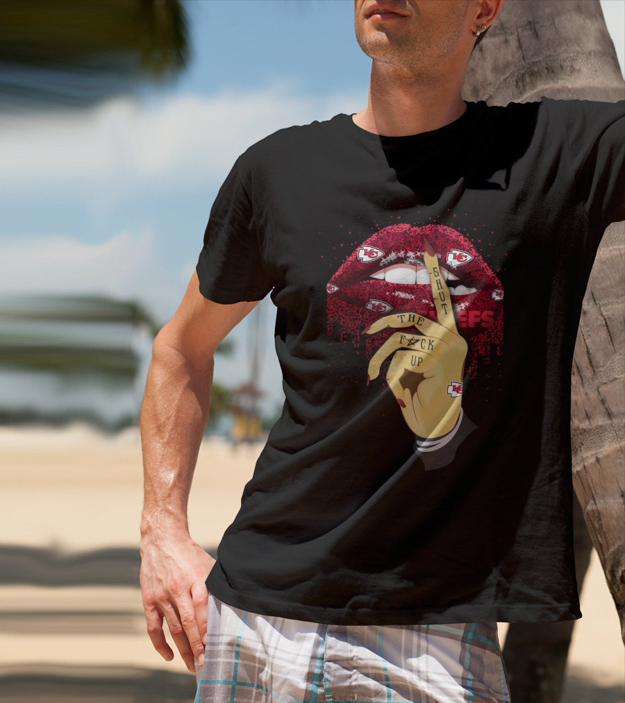 Kansas City Chiefs Lip Shut Up Finger Tattoo T-Shirt