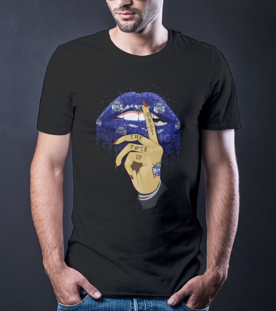 Sacramento Kings Lip Shut Up Hand Gesture T-Shirt