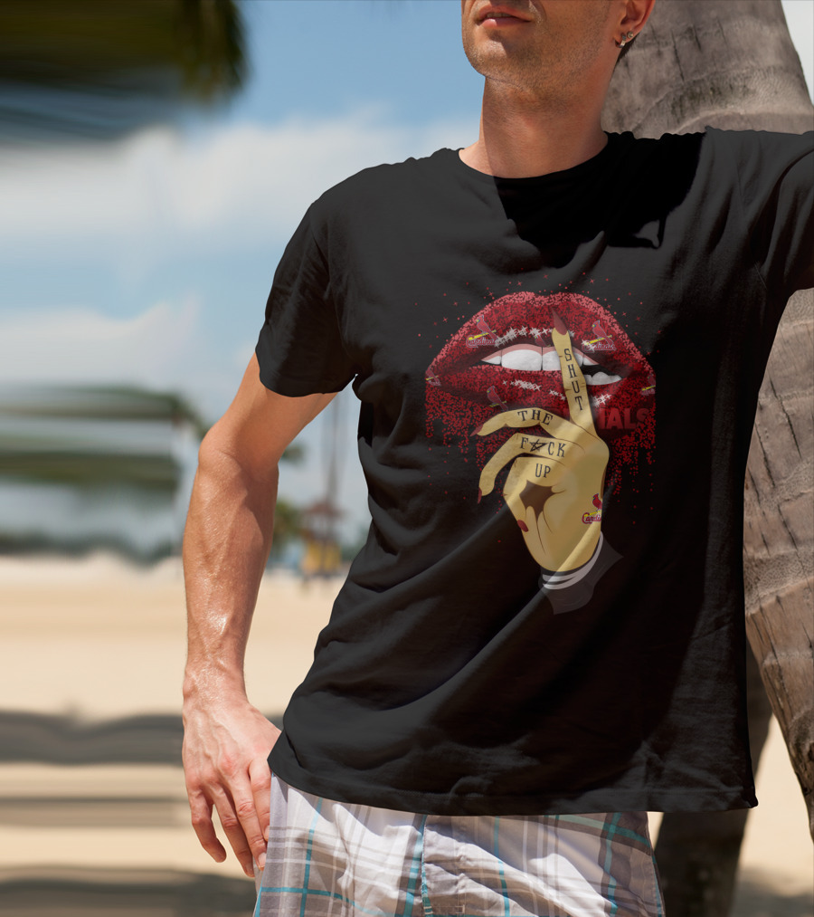 St Louis Cardinals Glitter Lips Shut Up Fan T-Shirt