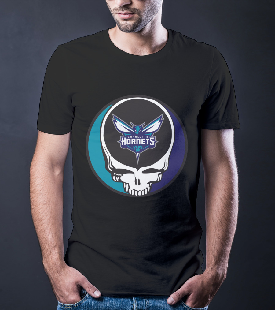 Grateful Dead Charlotte Hornets Skull Logo Combination T-Shirt