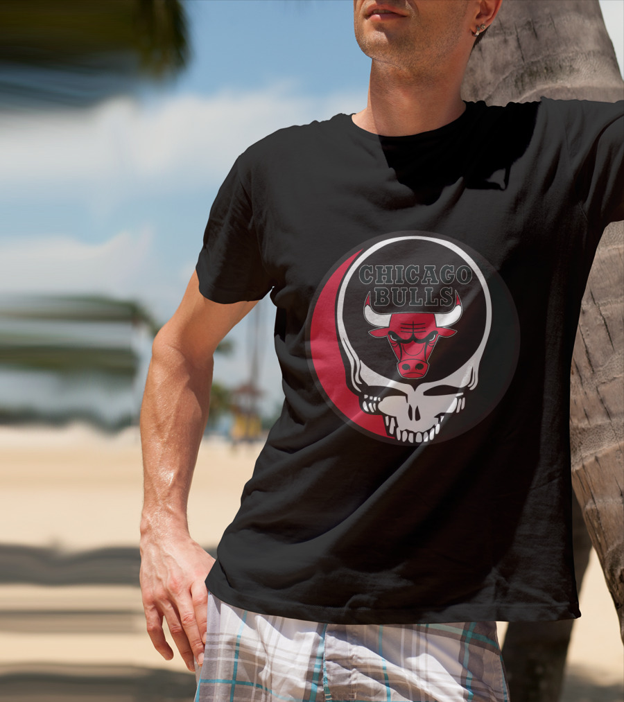 Grateful Dead Skull With Chicago Bulls T-Shirt
