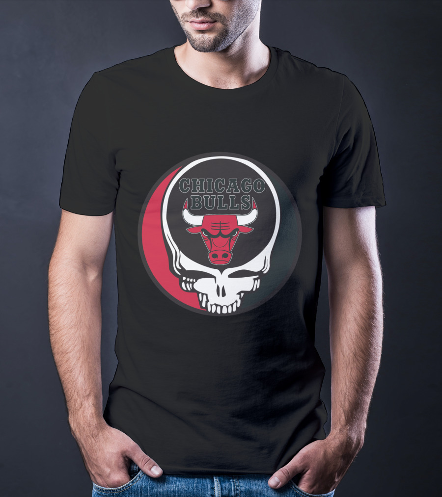 Grateful Dead Skull With Chicago Bulls T-Shirt
