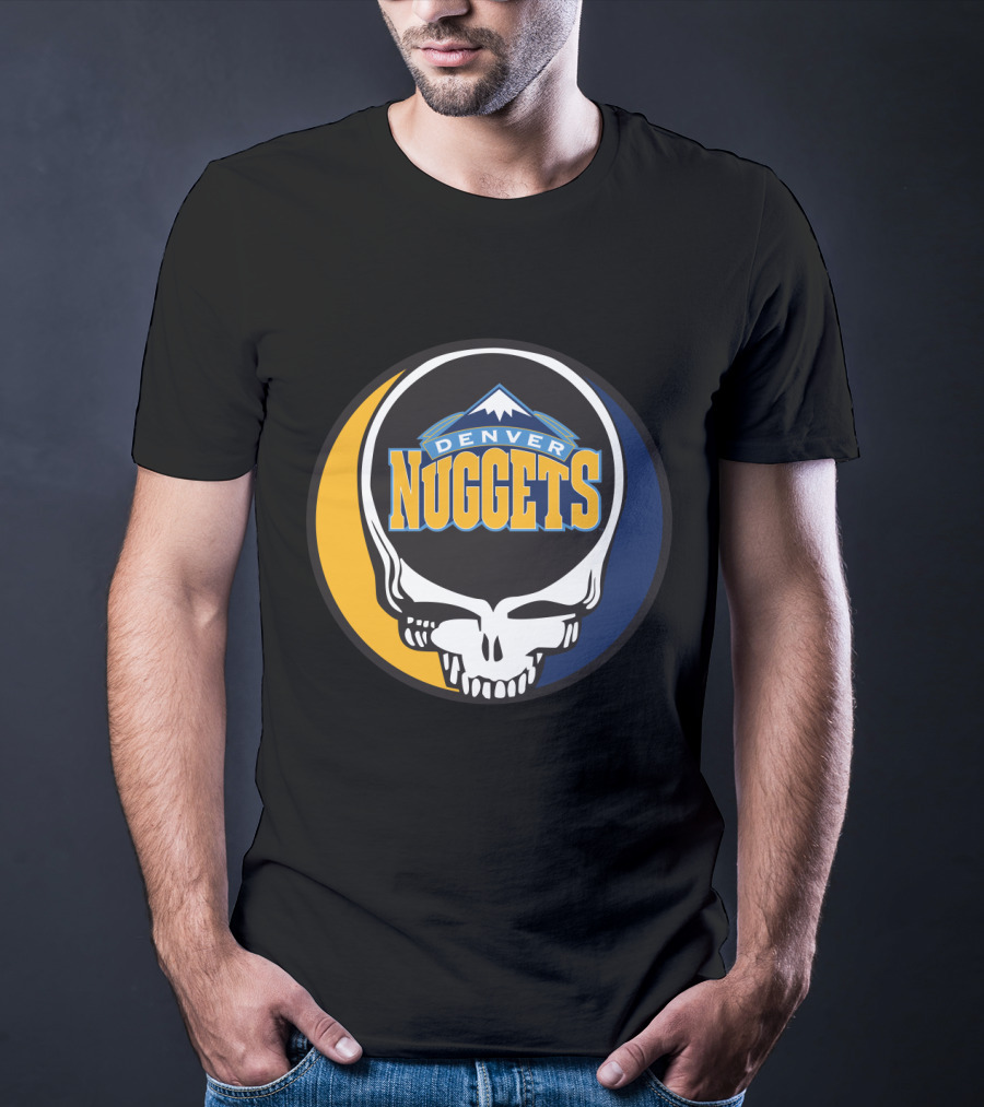 Denver Nuggets Grateful Dead Skull Logo With Mountain Symbol T-Shirt