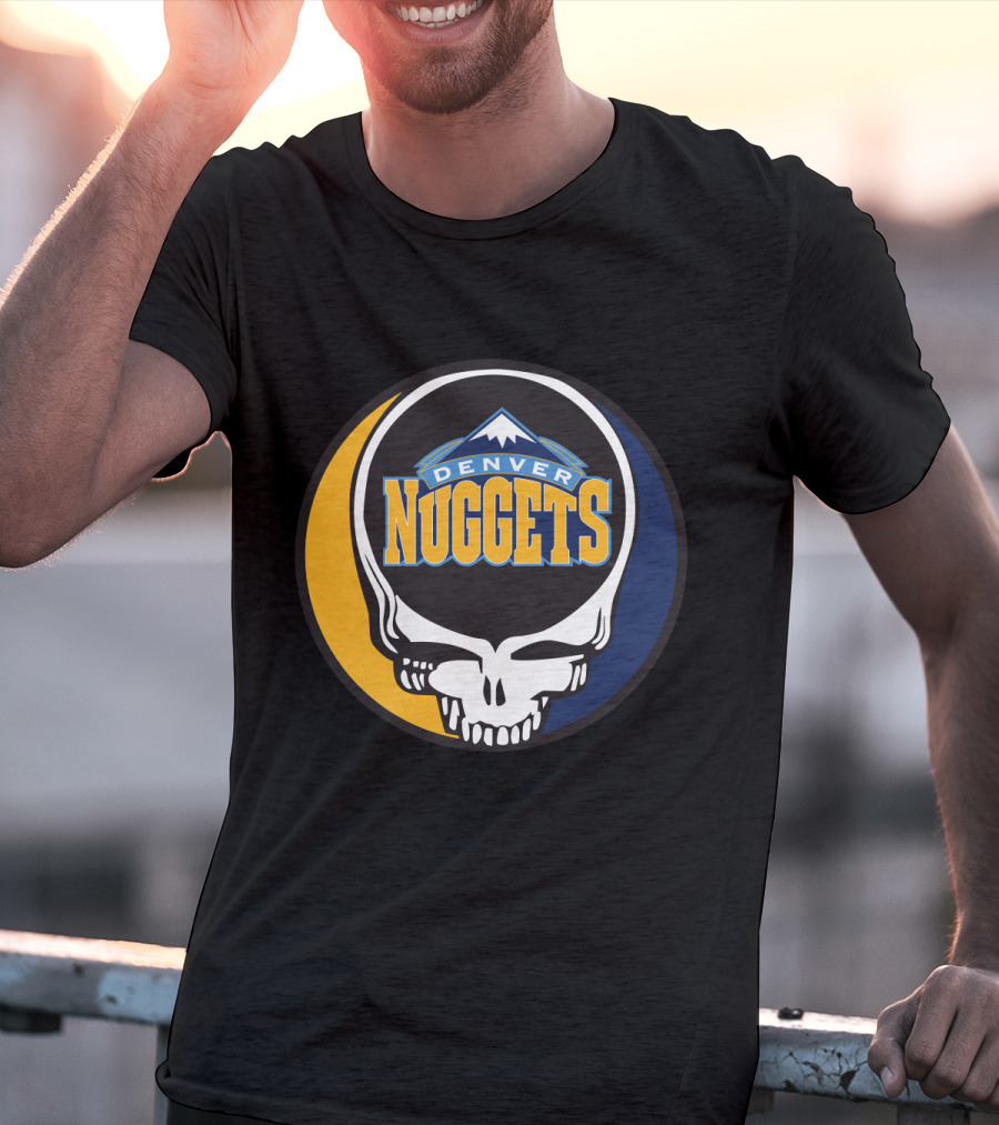 Denver Nuggets Grateful Dead Skull Logo With Mountain Symbol T-Shirt