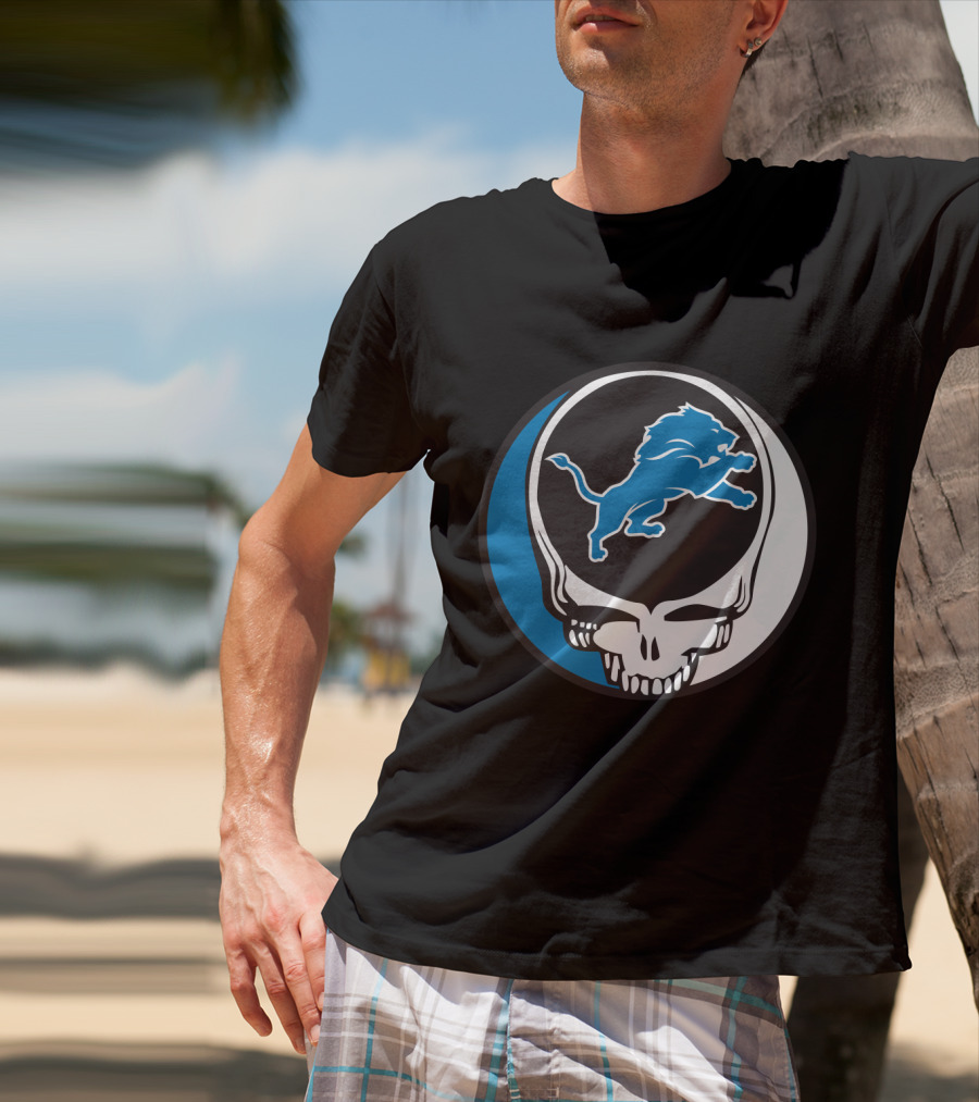 Detroit Lions Fans Grateful Dead Logo Fusion T-Shirt