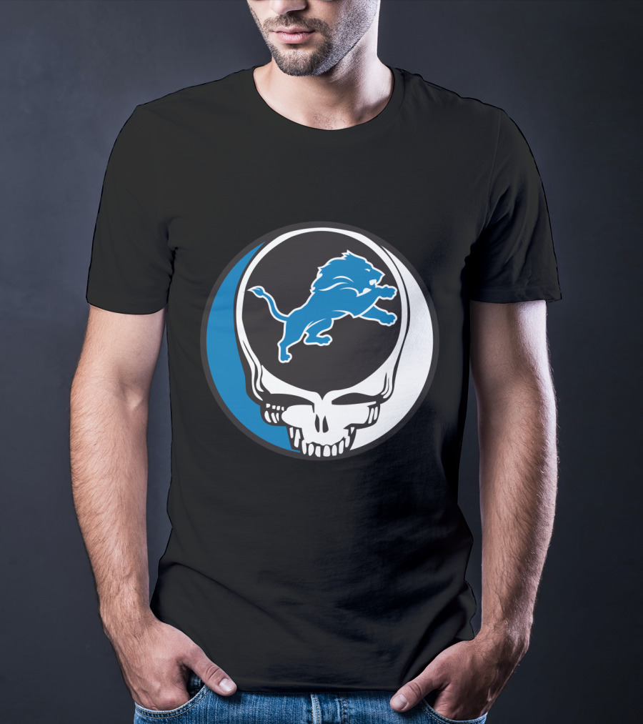 Detroit Lions Fans Grateful Dead Logo Fusion T-Shirt
