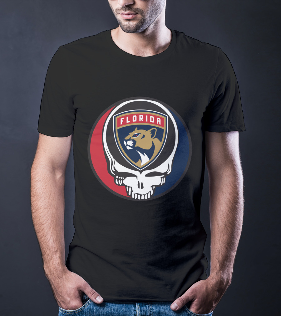 Grateful Dead Skull With Florida Panthers Logo For Fans T-Shirt