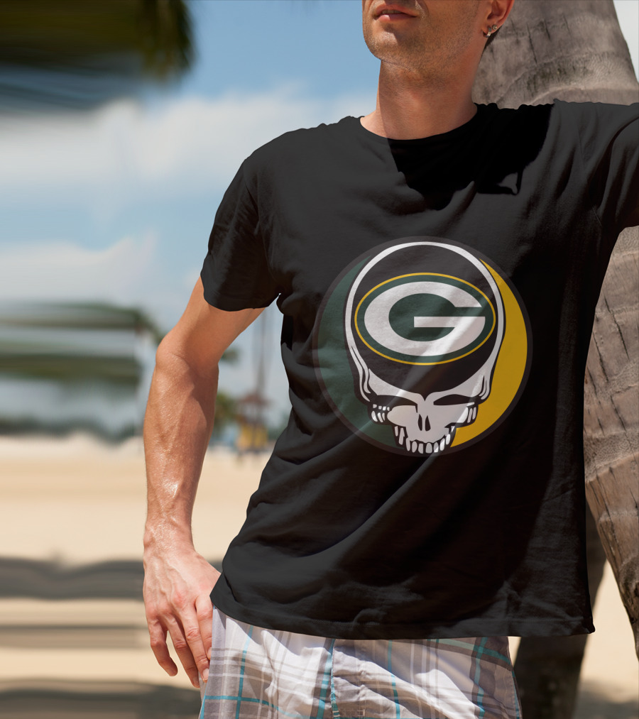 Grateful Dead Green Bay Packers Skull Logo Fans T-Shirt