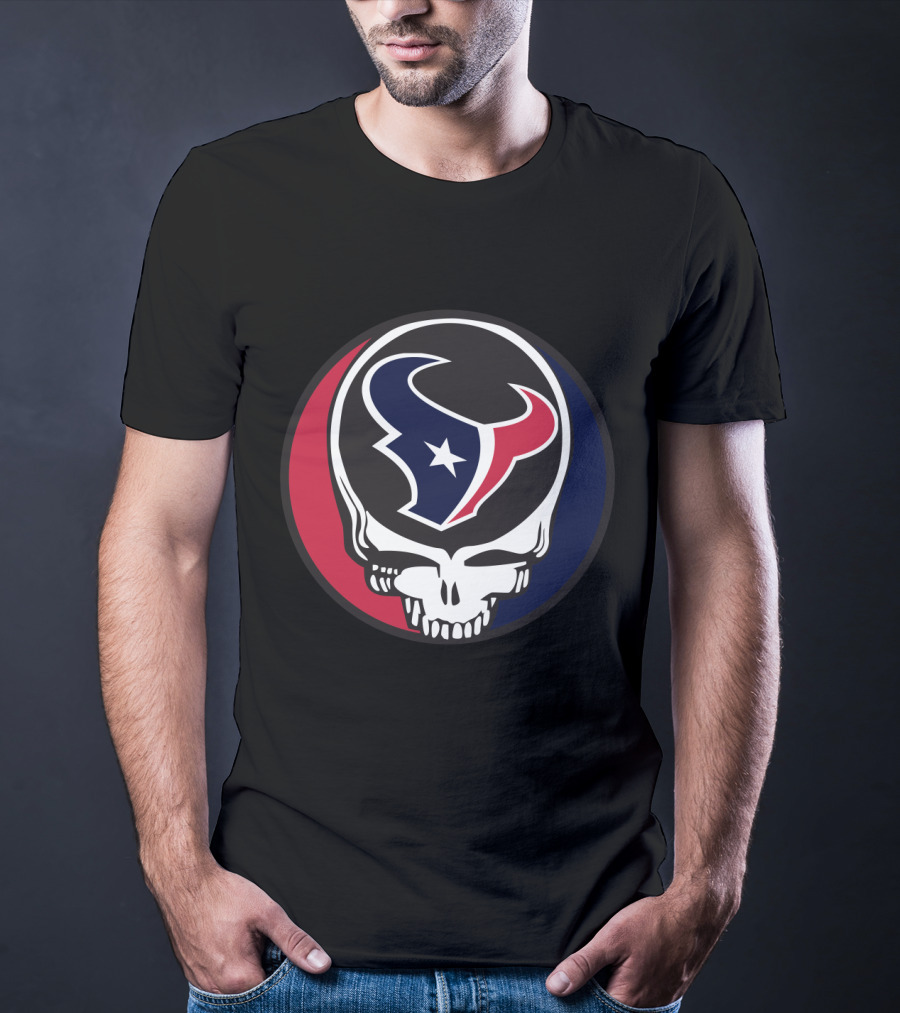Grateful Dead Skull With Houston Texans Logo For Fans T-Shirt