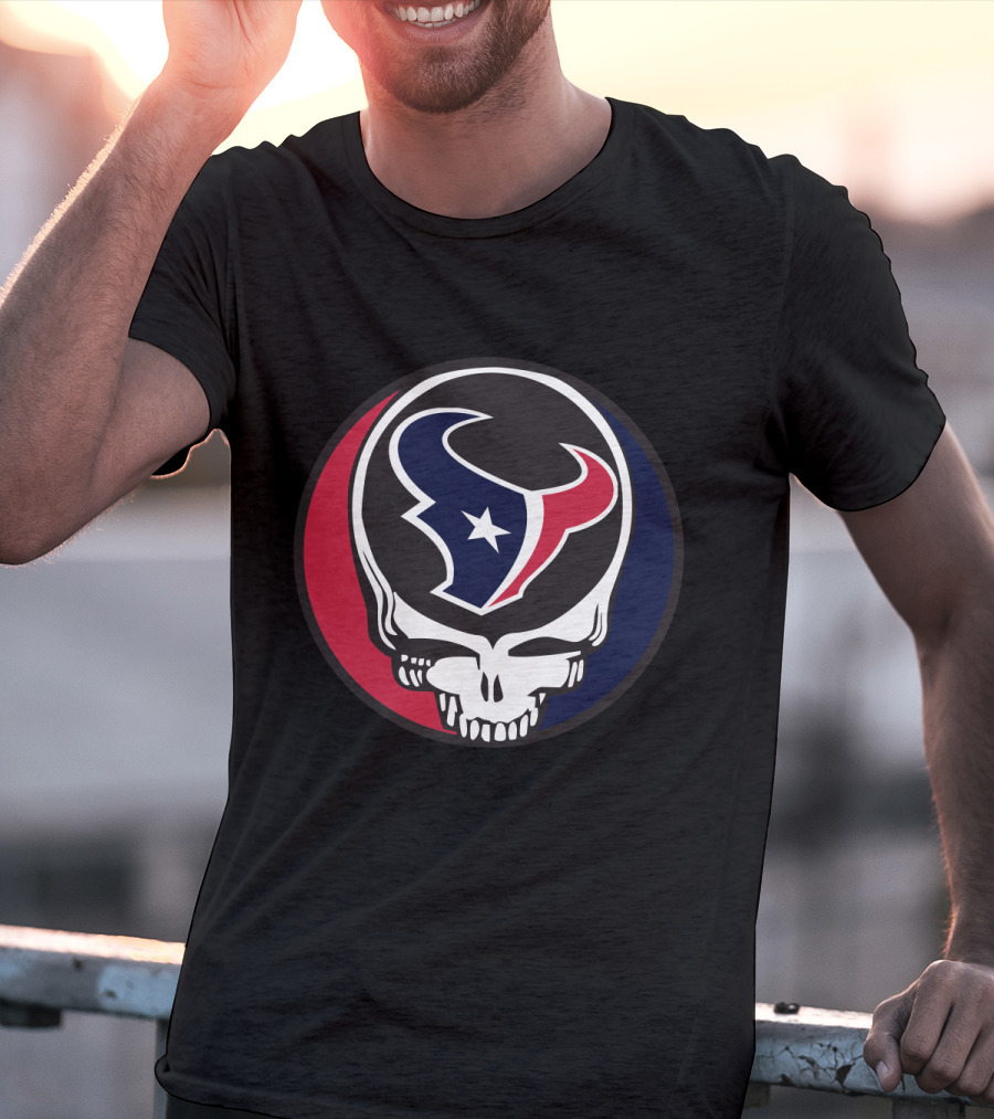 Grateful Dead Skull With Houston Texans Logo For Fans T-Shirt