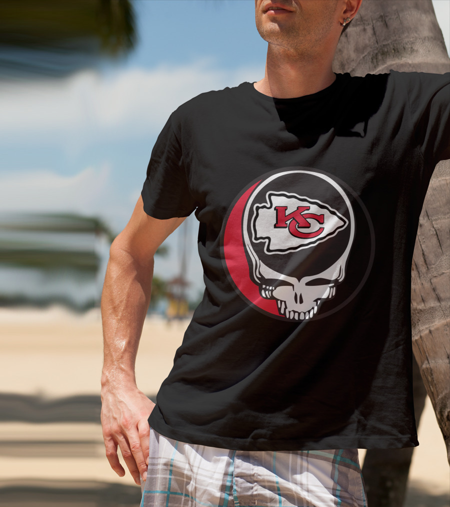 Kansas City Chiefs Skull Logo Fusion With Grateful Dead T-Shirt