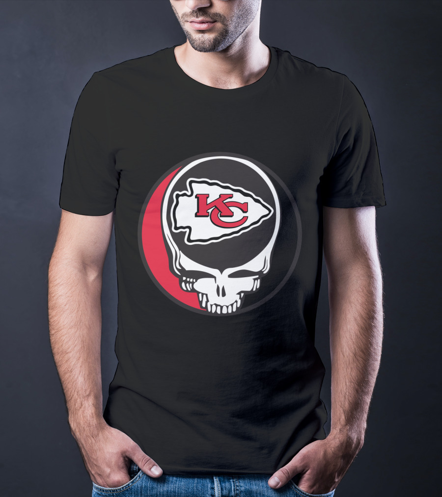 Kansas City Chiefs Skull Logo Fusion With Grateful Dead T-Shirt