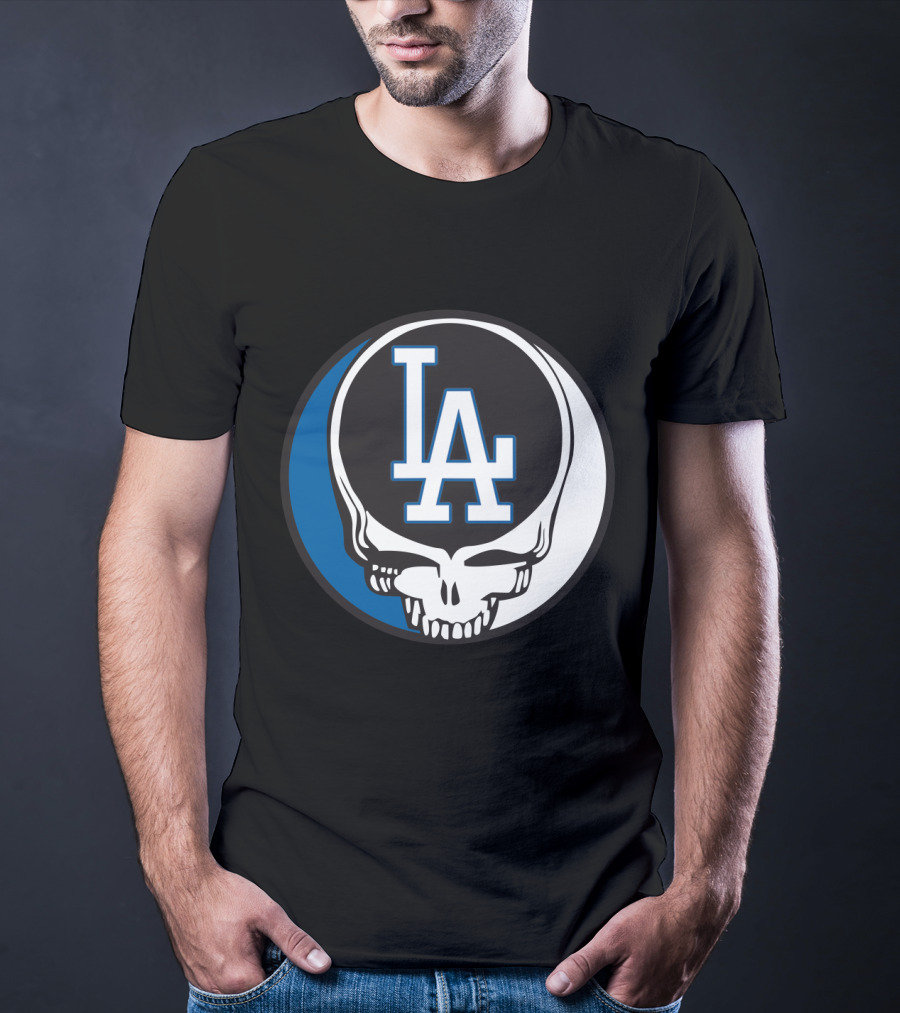 Grateful Dead Los Angeles Dodgers Fans Iconic Skull Logo Fusion T-Shirt