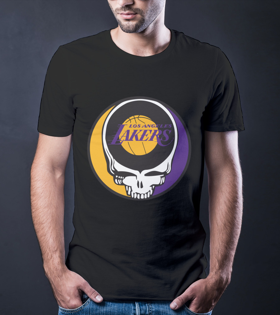 Grateful Dead Los Angeles Lakers Basketball Skull T-Shirt