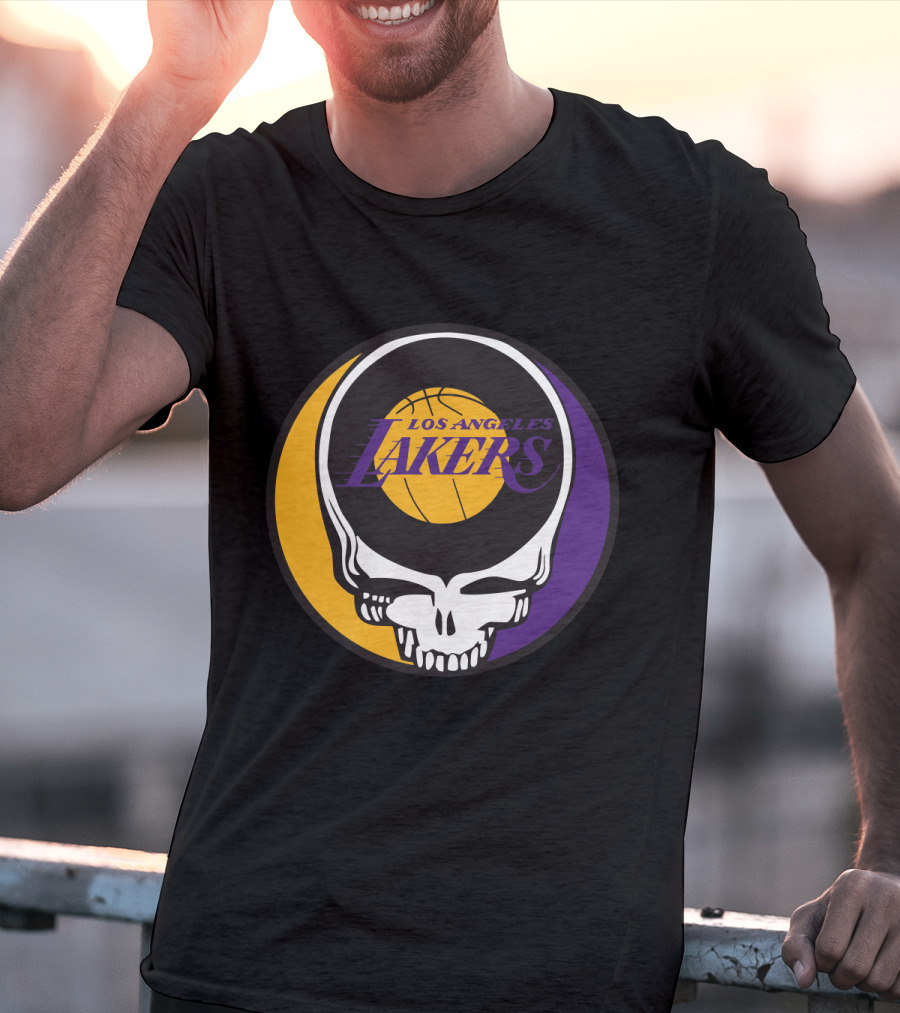 Grateful Dead Los Angeles Lakers Basketball Skull T-Shirt
