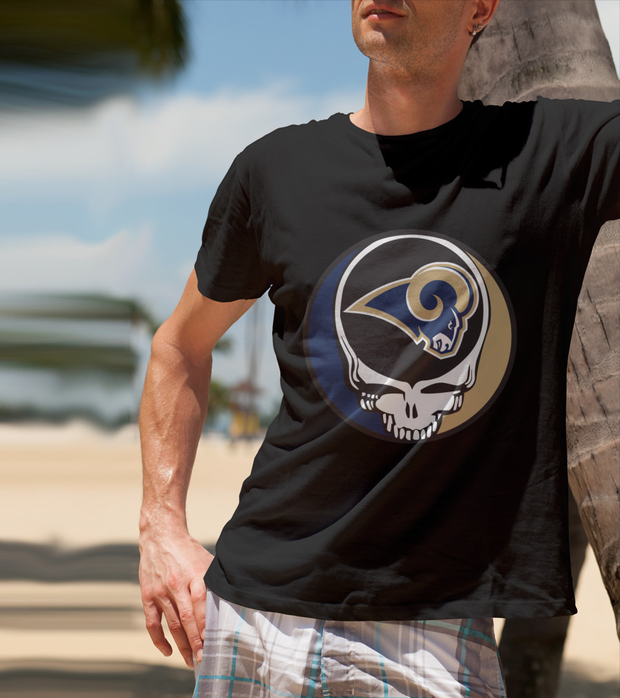 Grateful Dead Skull With Los Angeles Rams T-Shirt