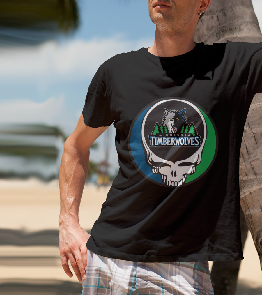 Grateful Dead Minnesota Timberwolves Basketball Fan Skull T-Shirt