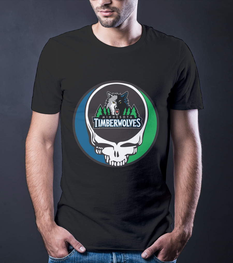 Grateful Dead Minnesota Timberwolves Basketball Fan Skull T-Shirt