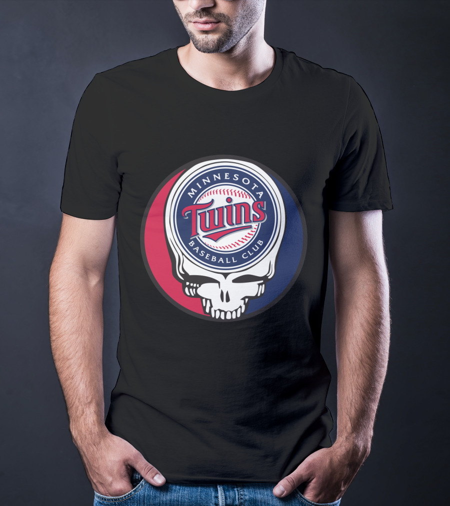 Minnesota Twins Baseball Club And Grateful Dead Skull Logo Mashup T-Shirt