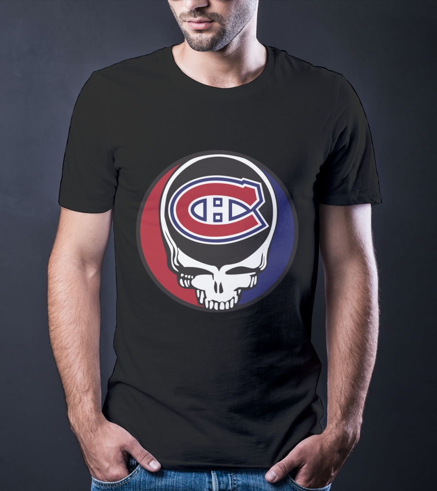 Grateful Dead Skull With Montreal Canadiens Logo For Fans T-Shirt