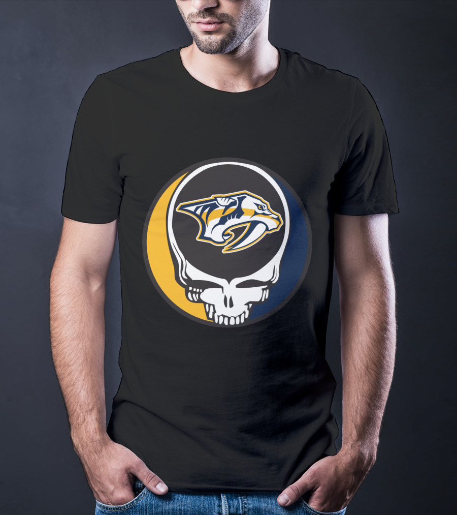 Nashville Predators Logo With Grateful Dead Skull Design For Fans T-Shirt