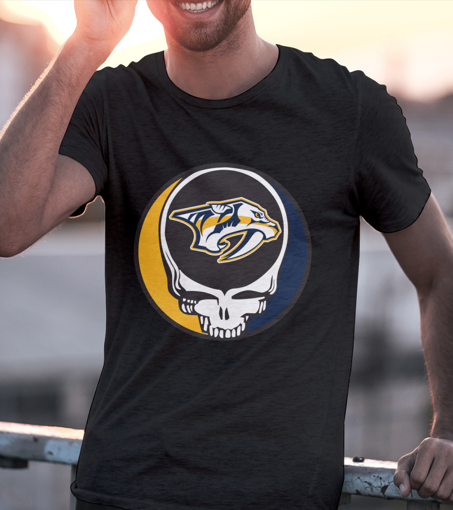 Nashville Predators Logo With Grateful Dead Skull Design For Fans T-Shirt