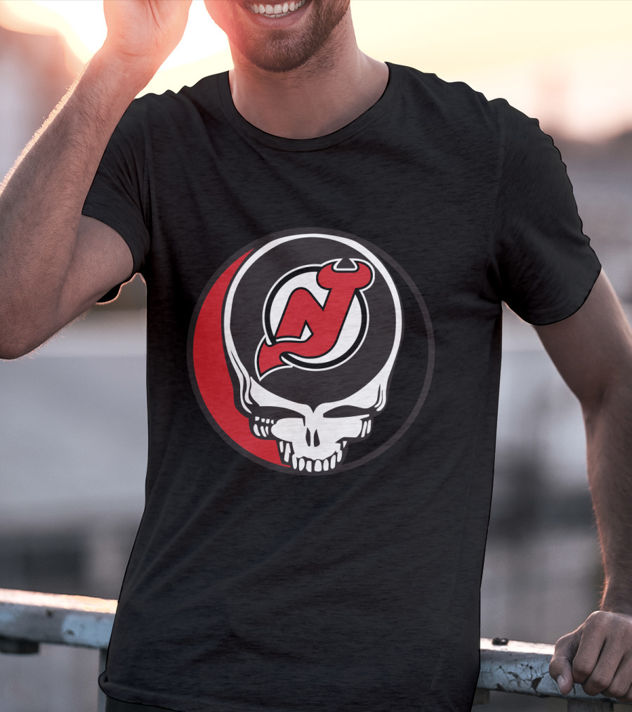 Grateful Dead Skull With New Jersey Devils Logo For Fans T-Shirt